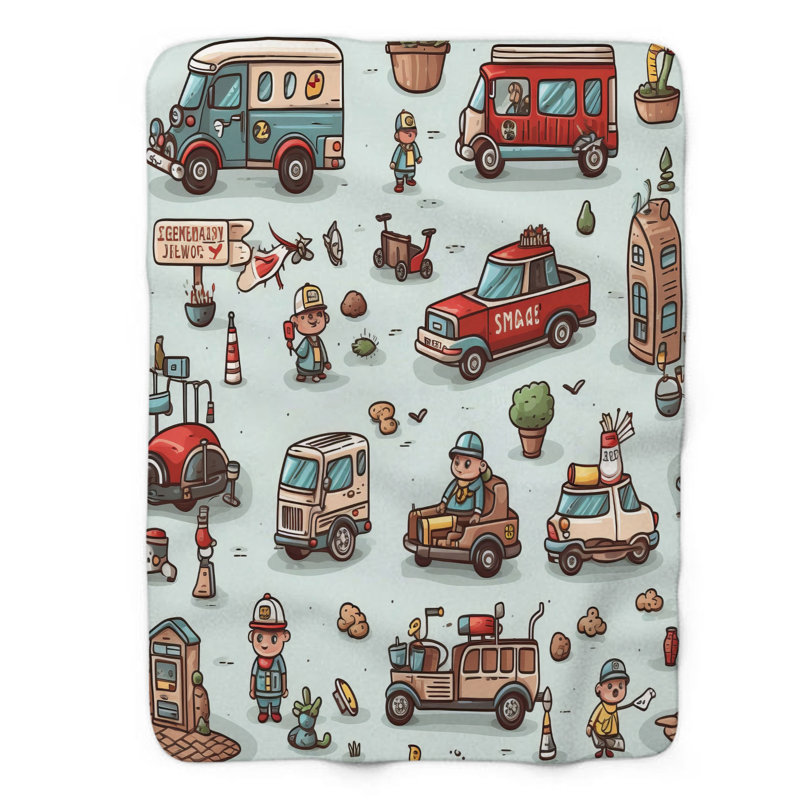 Petits véhicules - couverture de qualité supérieure 1 pièce, Lit simple