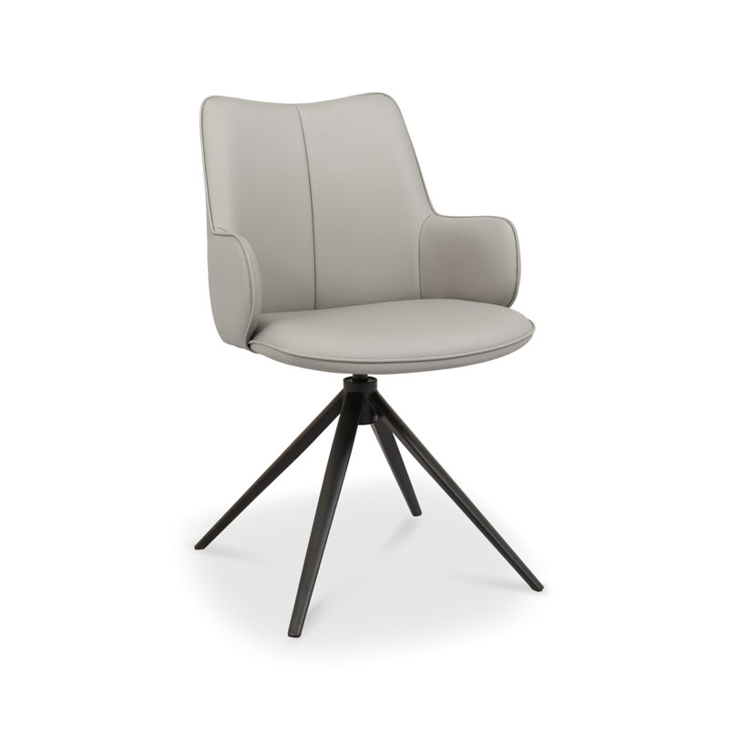 Adina 360° RETURN SWIVEL CHAIR - FAUX LEATHER - BLACK SAND POWDER COATED LEGS (SINGLE), Grey