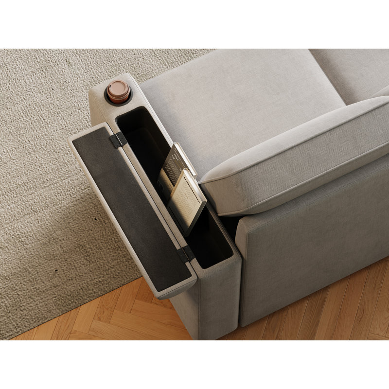 Sylvanis Convertible Sleeper Sofa with Reversible Chaise, Light Grey Polyester Blend