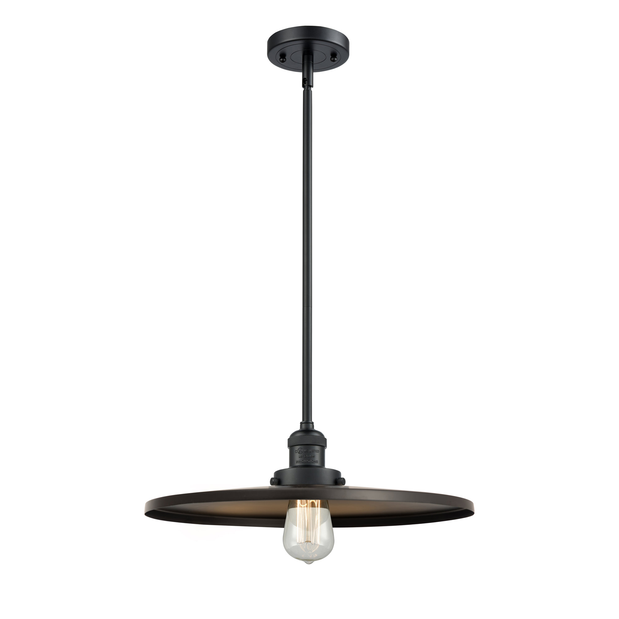 Rouvin Single Light Metal Dimmable Pendant, Matte Black, Matte Black, 5.38" H x 16" W x 16" D