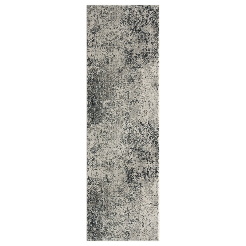 Mayes Abstract Area Rug in Ivory/Gray, Runner 2'6" x 10'