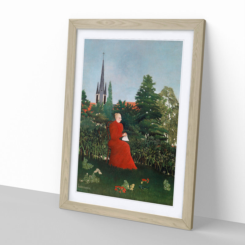 Portrait of a Woman by Henri Rousseau - Framed Print, 65cm H x 48cm W x 2cm D, Oak Framed