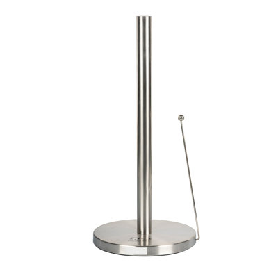 Stainless Steel Paper Towel Holder | Easy One-Handed Tear Kitchen Paper Towel Dispenser with Weighted Base for Standard Paper Towel Rolls | Brushed Finish