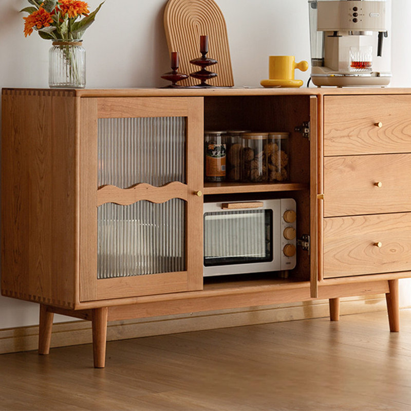 Wave-Shaped Glass Cabinet Door Accent Cabinet