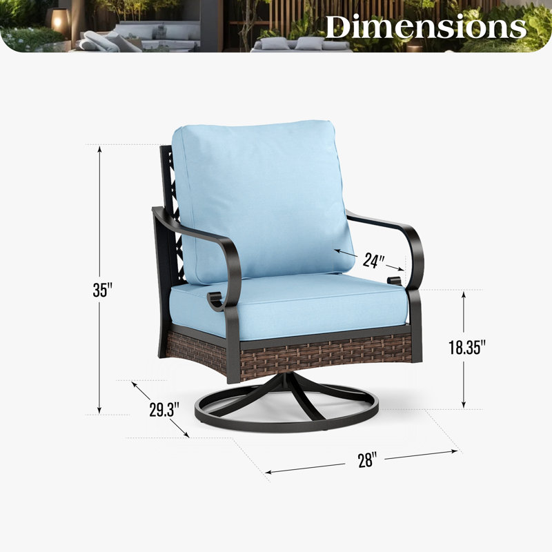 Méridienne pivotante pour l'extérieur, Blue Cushion/Black Frame