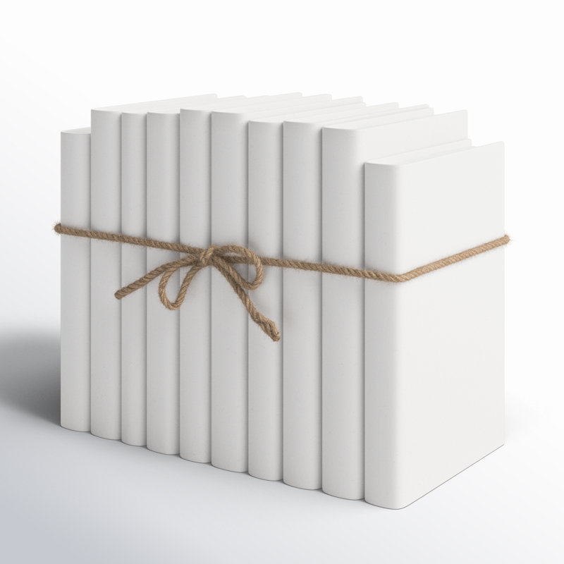 Decorative Books - Sand Paper Wrapped Book Bundle - 1 Foot of Off White Books, Tan