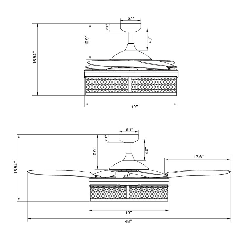 Ventilateur de plafond 48 po avec ensemble d'éclairage Anahy, Bronze huilé