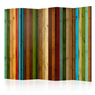 Gonneke 225 cm W x 172 cm H 5 - Panel Solid Wood Folding Room Divider