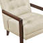 Fauteuil inclinable en cuir beige, bois délavé et massif avec fauteuil en noyer, base en contreplaqué