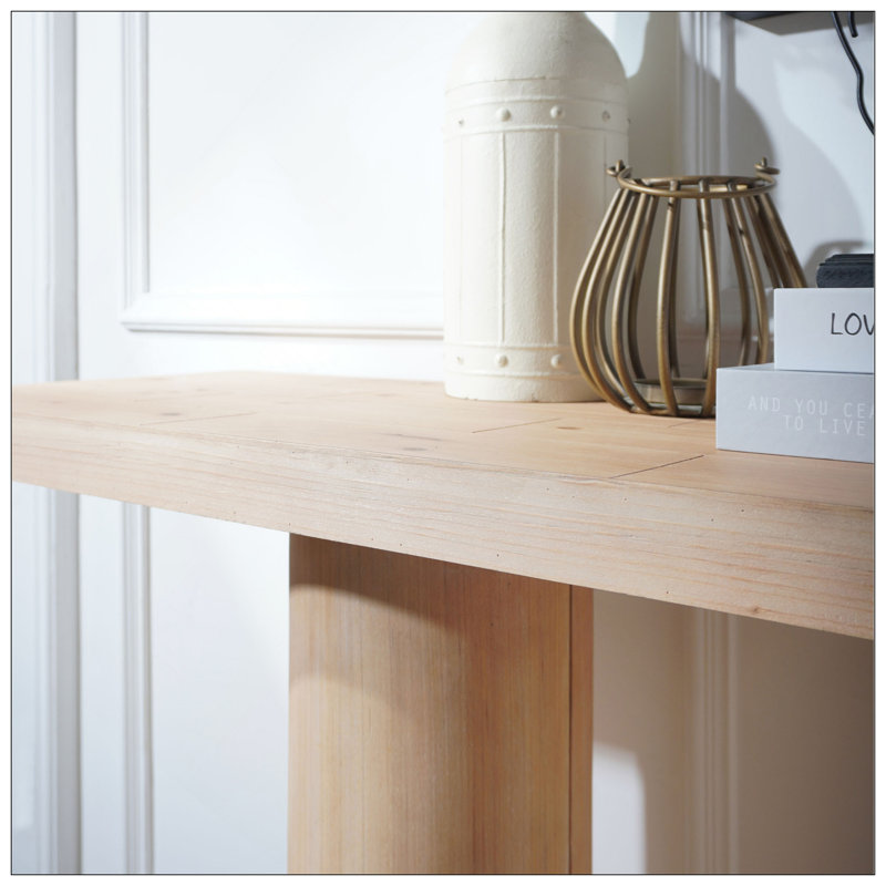 Console 59 "en bois minimaliste moderne avec colonne à piédestal - Élégante décoration décorative pour l'entrée, le salon et le couloir