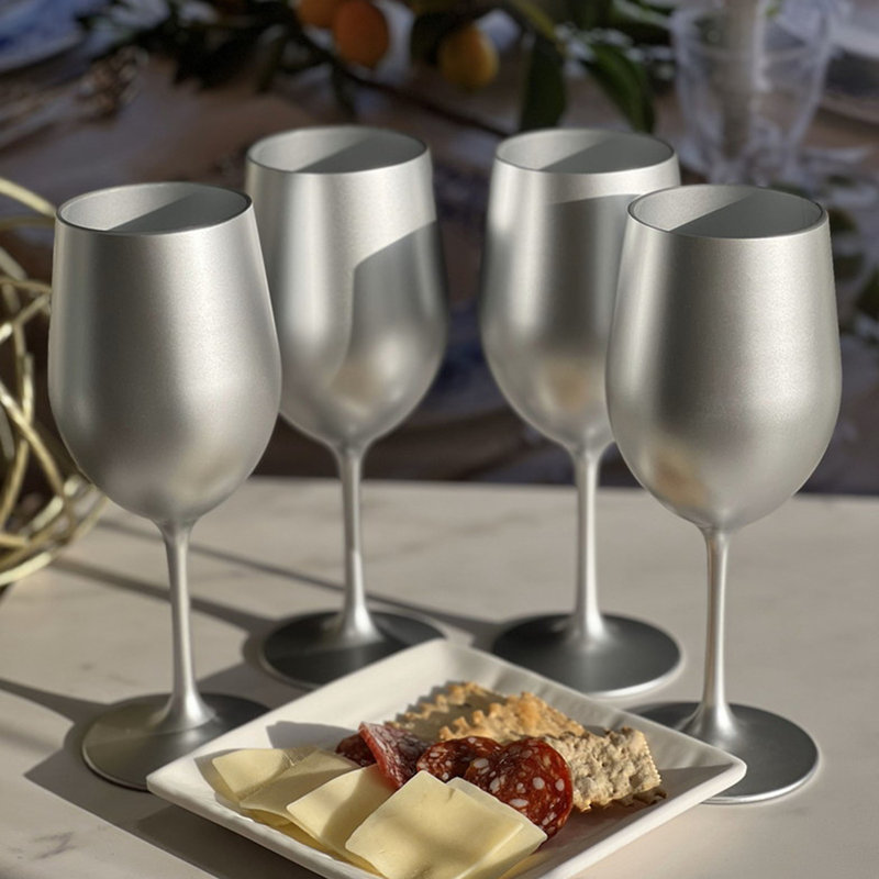 Verres à vin en plastique métalliques, 12 oz liq., Argent argent