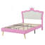 Structure de lit double pleine grandeur avec lumières DEL, lit princesse rembourré moderne avec tête de lit couronne-1420180465