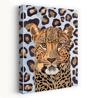 Golden Leopard Portrait Contemporary Cat Animal Nature Wall Art Print