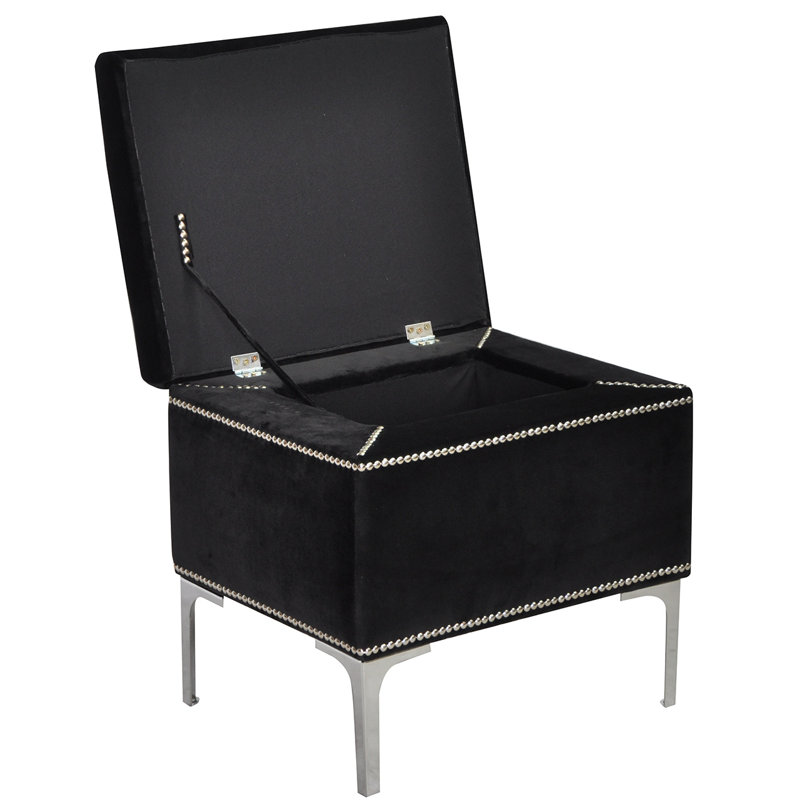 Luxe 45cm Wide Tufted Square Ottoman with Storage