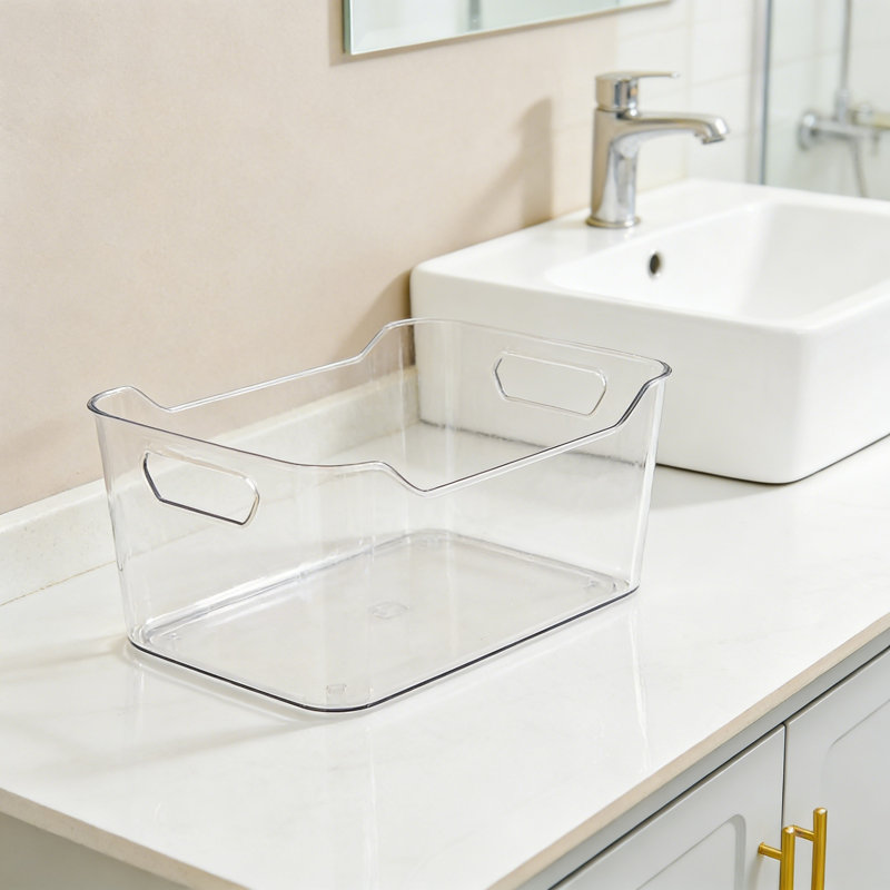 Bacs de rangement en plastique transparent, 12 organisateurs de garde-manger, grands bacs transparents avec poignée pour armoire de congélateur de cuisine