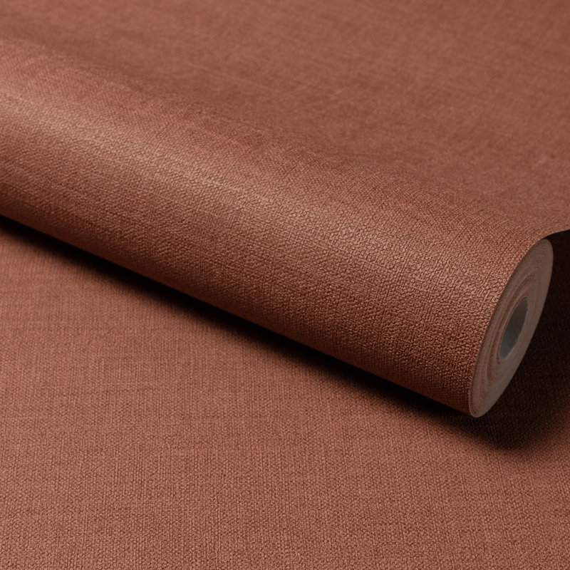 Structured Walls Collection Plain Linen Wallpaper Roll, Red