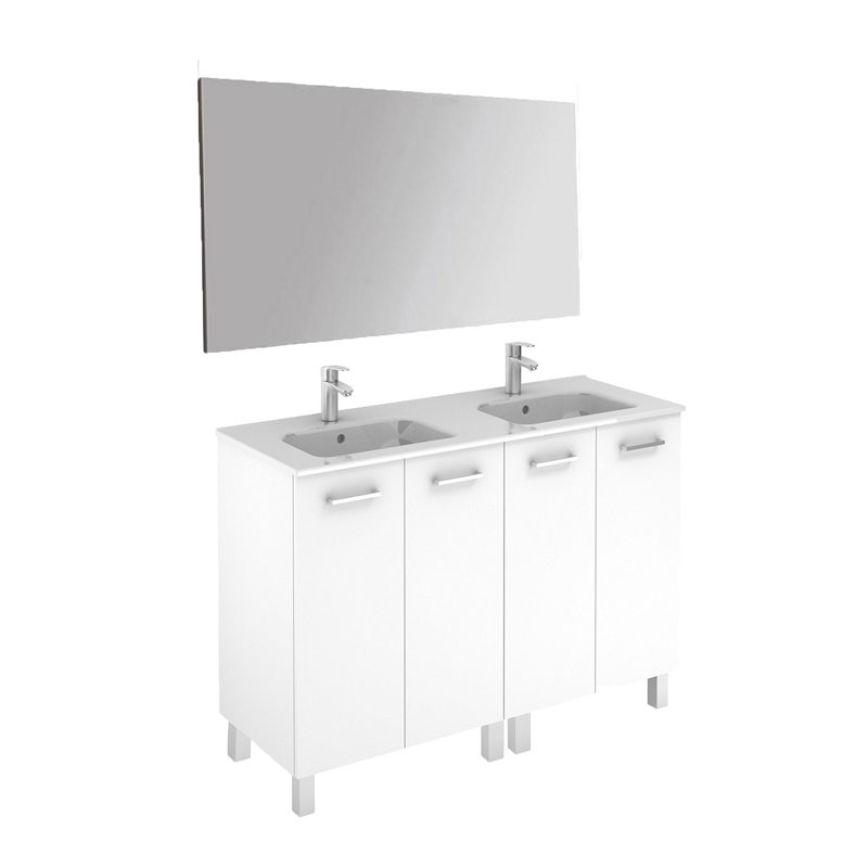 Logic 47.3'' Double Bathroom Vanity with Ceramic Top, Glossy White