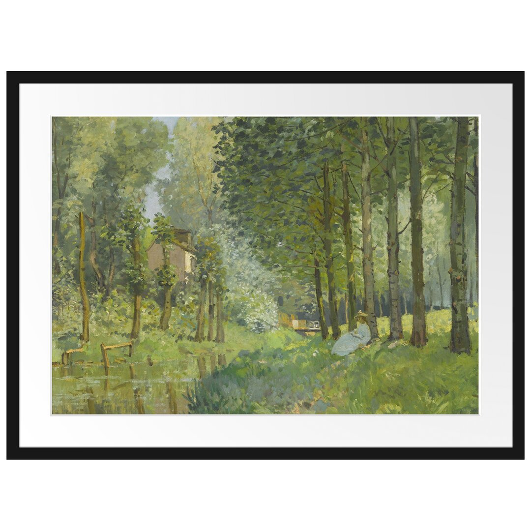 Gerahmter Kunstdruck Rest Along the Sream Edge of the Wood von Alfred Sisley