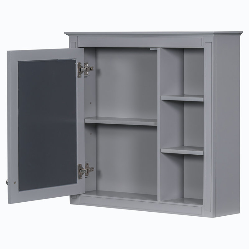 Armoire murale de salle de bain avec miroir, Gris