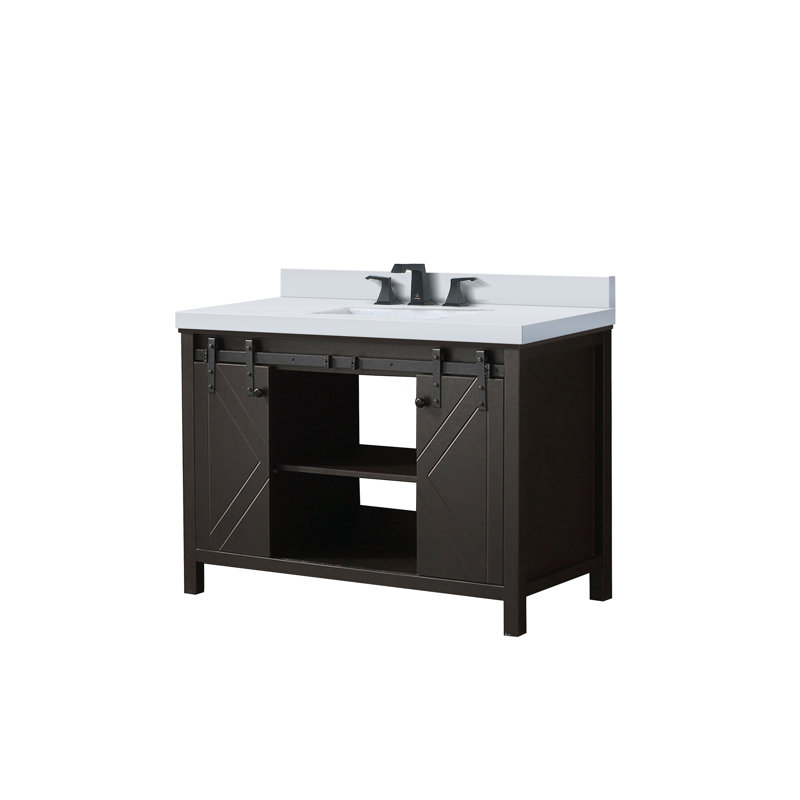 Ensemble de meuble-lavabo simple avec robinet l 48 po x P 22 po Marsyas, Brun, Marbre de culture blanc