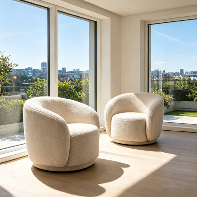 Fauteuil demi-tonneau pivotant avec siège large rembourré 360 ° Boucle, ensemble de 2