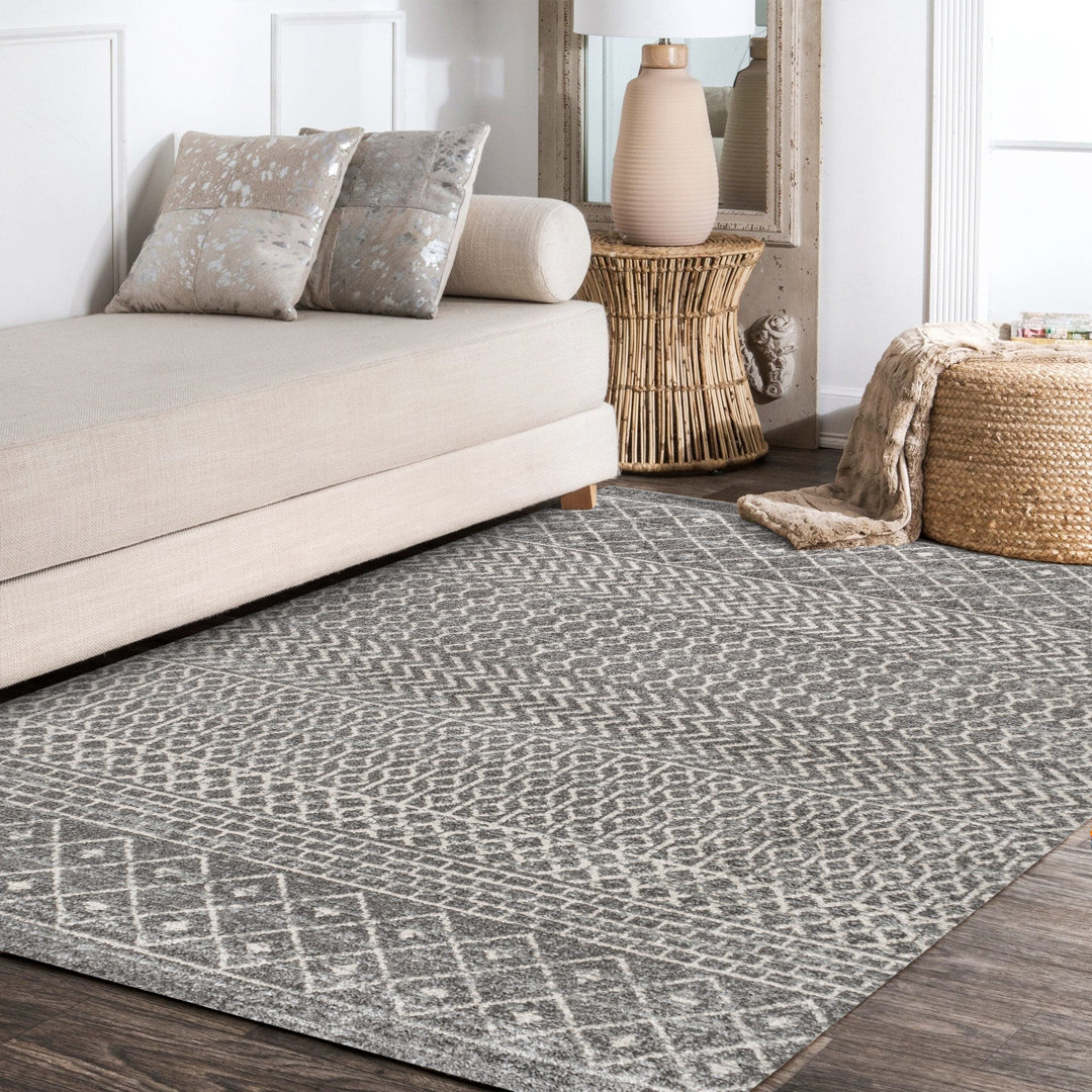 Altab Moroccan Vintage Geometric Gray/Cream Rug Foundry Select Rug
