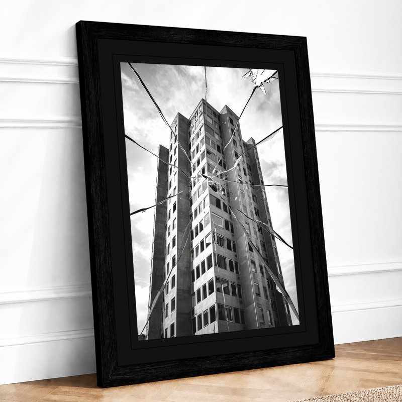 Vertical Lines Industrial - Framed Print, Black, A3 - 42.0 x 29.7 cm