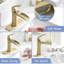 Robinet de salle de bain en or brossé avec poignée simple, bec cascade, bonde escamotable, filtre à 3 couches, installation au 1/3 trou, économiseur d'eau, plaque de pont à poignée en céramique, cartouche, empreinte digitale-129101733