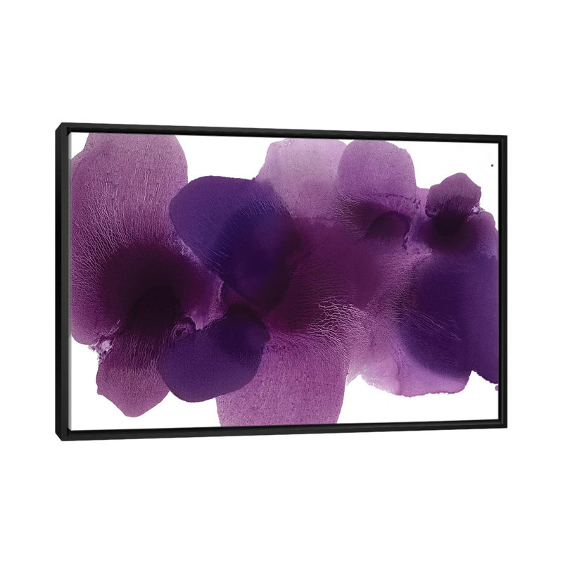 «Free form Purple on White», reproduction sur toile, H 18 po x l 26 po x P 1,5 po, Toile avec cadre noir, Pas de tapis