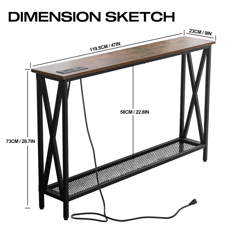 Onno Console Table, Rustic Brown