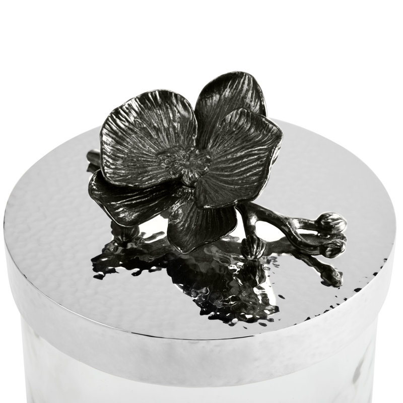 Orchid Kitchen Canister, Black, 5" H x 5.5" W x 5.5" D