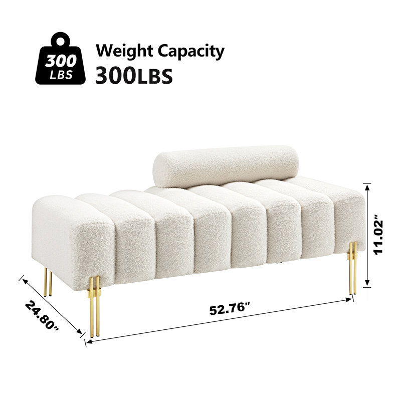 Sametra Upholstered Chaise Lounge, White Foam