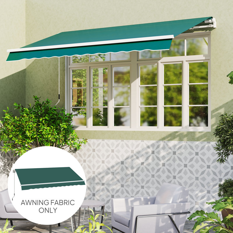 Outsunny 282cm W x 250cm D Polyester Cover Retractable Awning Fabric Replacement, Green
