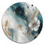 «Blue and Gold Exploration Floral Forms II», art mural rond floral abstrait en métal-88627934