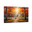 Paysage et nature, chemin d'automne avec chalet et clôture-528784556