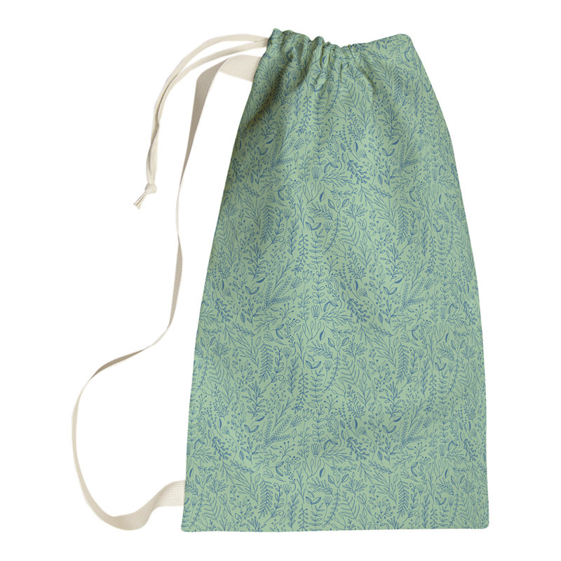 Leffel Fabric Laundry Bag with Handles, Small ( 64" H x 20" W x 1.5" D), Green/Blue