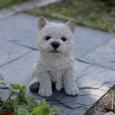 Statue chiot terrier blanc