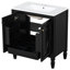 Meuble-lavabo de 60 po pour lavabo double, construction en bois massif, design rétro, lavabo en céramique avec trop-plein en métal, meuble-lavabo ajustable avec tiroir de rangement de 60 po, style rétro élégant et armoire-130058257