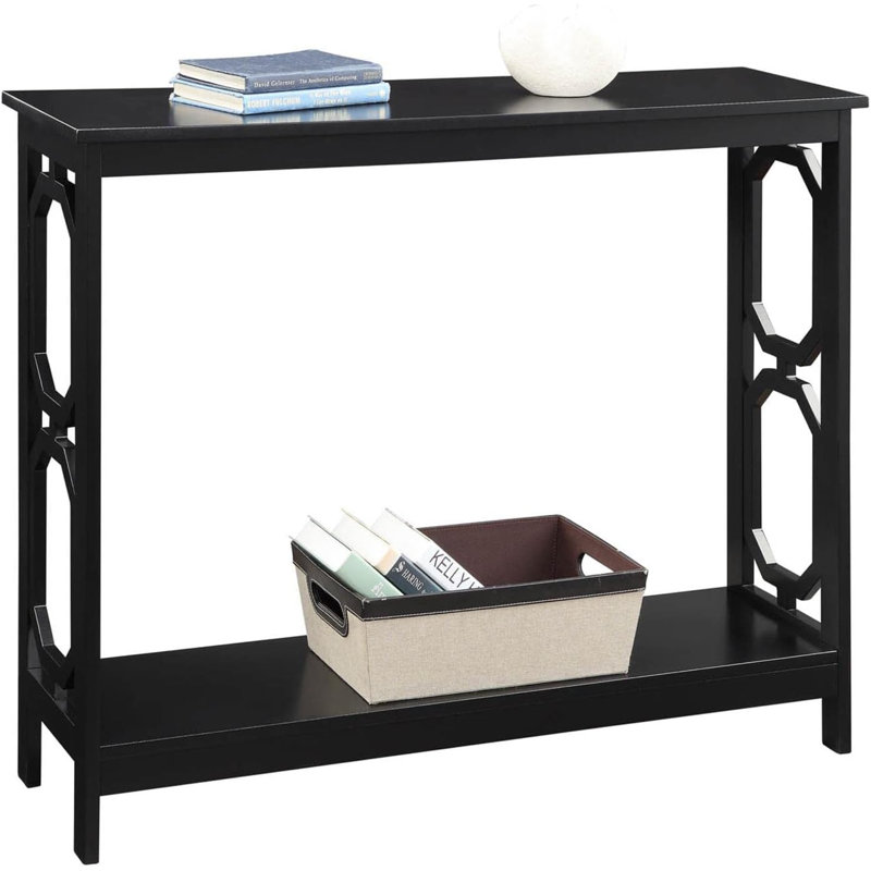 Omega Glossy Black 40" Console Table with Storage Shelf