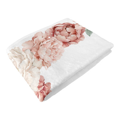 Peony Floral Garden Pink and Ivory Milestone Baby Blanket