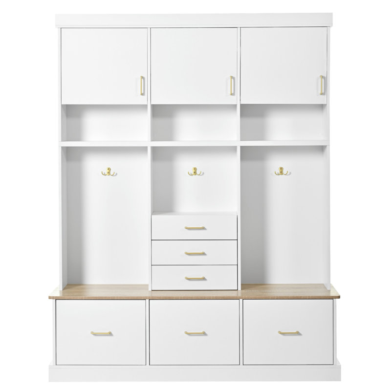 Arbre d'entrée U-Can H 75 po avec banc et rangement, Blanc