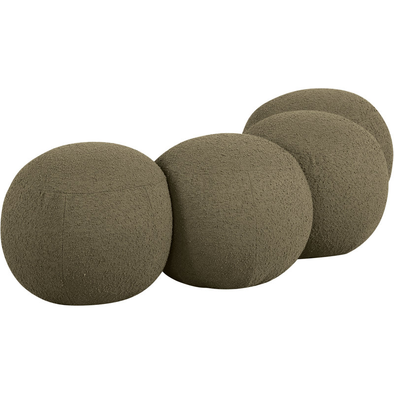 Apollo Boucle Fabric Bench, 18" H x 65" W x 31" D, Olive Boucle Fabric