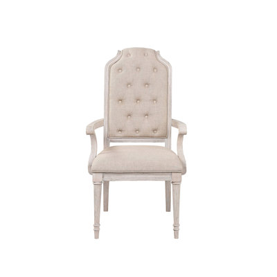 Chaise avec accoudoirs à finition blanc antique (ensemble de 2)