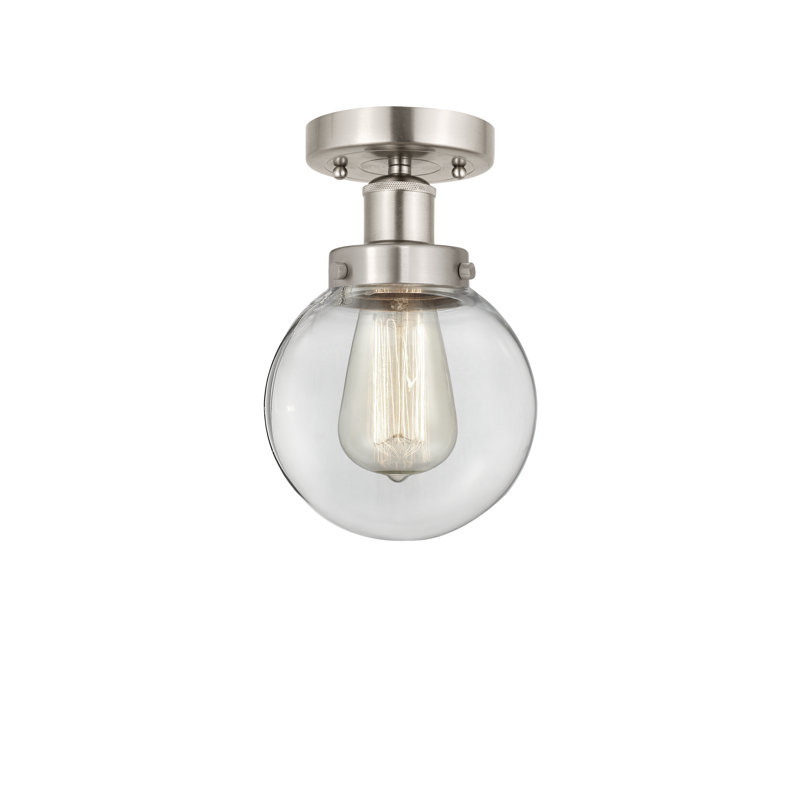 Plafonnier semi-encastré en verre Alfonsa, Transparent, Nickel satiné brossé