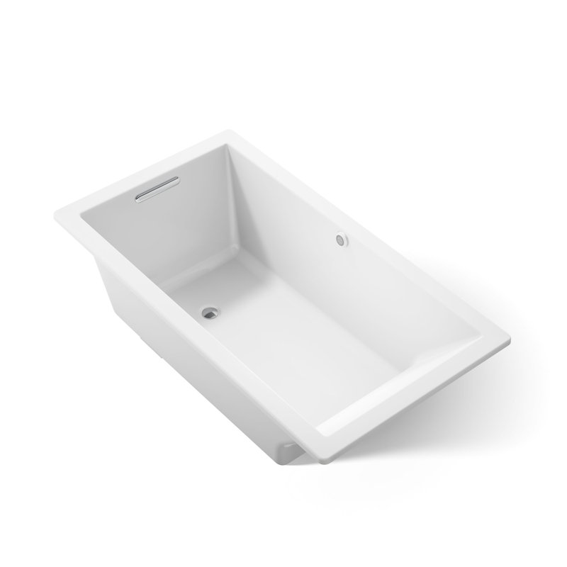 Underscore 66" x 36" Drop In Soaking Acrylic Bathtub with Heater, White