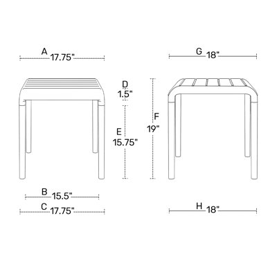 Delron Plastic Square Patio Side Table