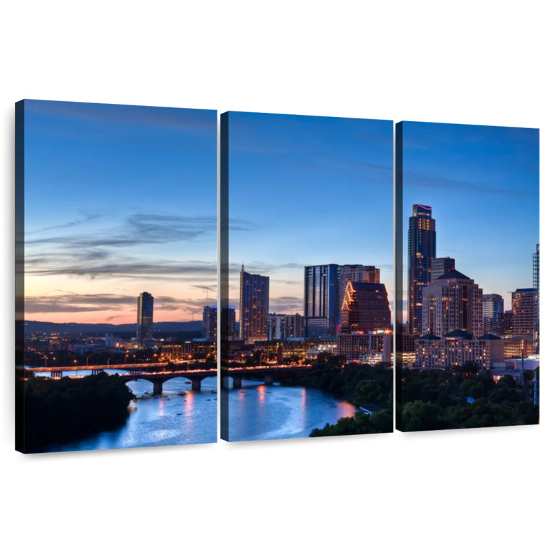 Glowing Downtown Austin, 36" H x 57" W