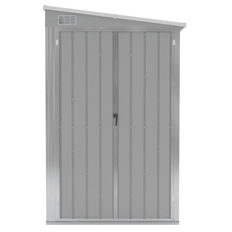 Garden Shed Grey Galvanized Steel Large Rectangular Outdoor Storage Shed for Tools and Equipment, Gray