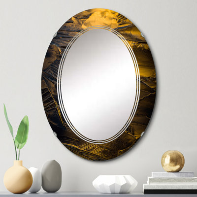 Jaune et gris glace froide - miroir mural traditionnel ovale
