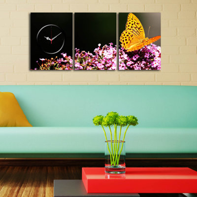 Stylish 3-Piece Decorative Canvas Wall Clock Set, Suede Canvas, Total Size: 35.4 x 15.0 inches | 100% Wooden Frame, Thickness: 1.2 inches | Perfect for Home Decor, Modern Aesthetic & Unique Timekeeping